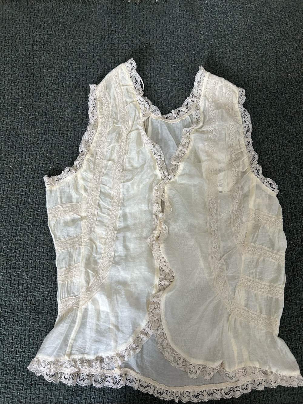 Zara TRF Ivory Lace Vest Top XL Boho Cottagecore